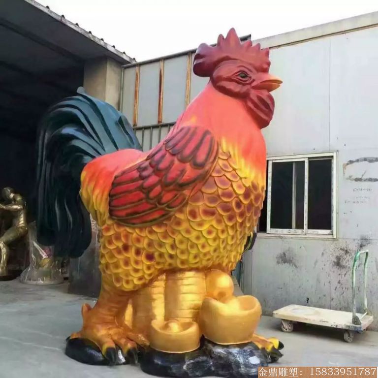 玻璃钢大公鸡雕塑 公鸡雕塑定制